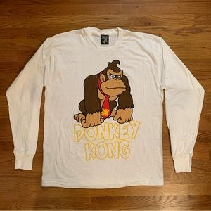 Vtg 1996 Donkey Kong T-Shirt Nintendo Video Game Logo USA Space Jam Tag Tee Sz L